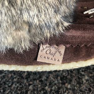 Eugene Cloutier 13” Brown Mukluks Suede Beaded Genuine Rabbits Fur Rubber Sole